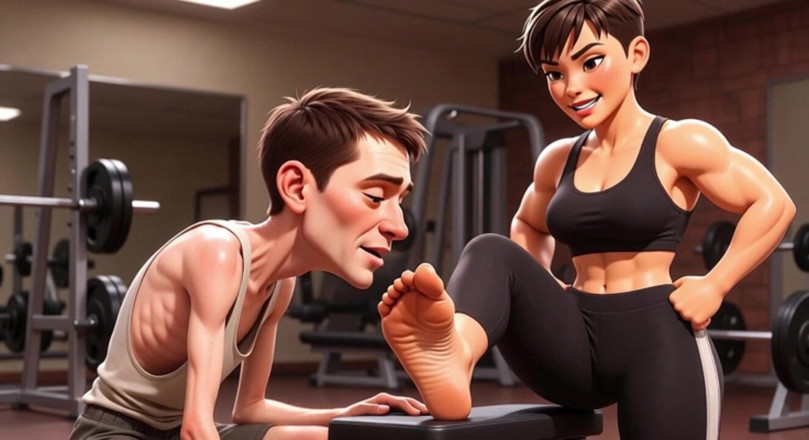YOUR BEST FANTASY: Mujer fuerte y musculosa hace que la esclava flaca se...