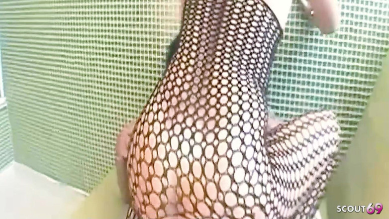 Full porn collection: Sexy Blonde Teen Milena Santos in Fishnet Stockings Getting Fucked...