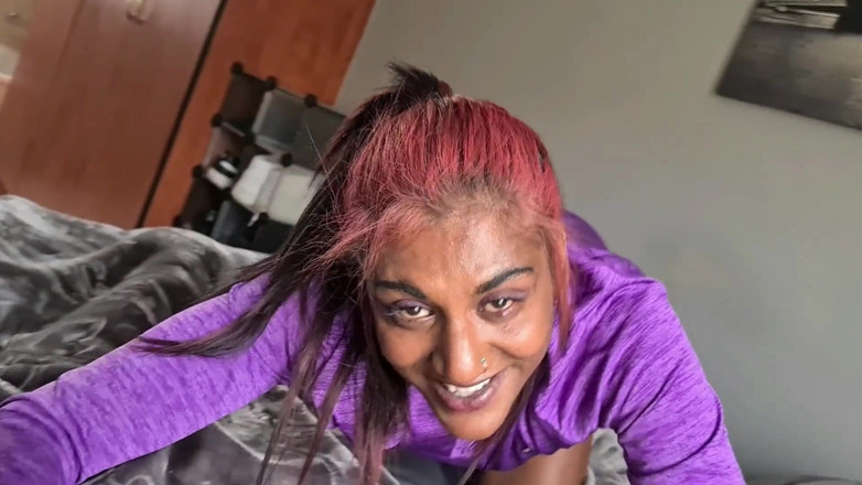 domslutfucker: POV Dirty Talking Desi Slut Bedroom Dildo Sucking and Fucking