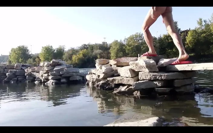 Jon Arteen: Gay Twink Does Naked Yoga Outside on a Rocky Beach,...