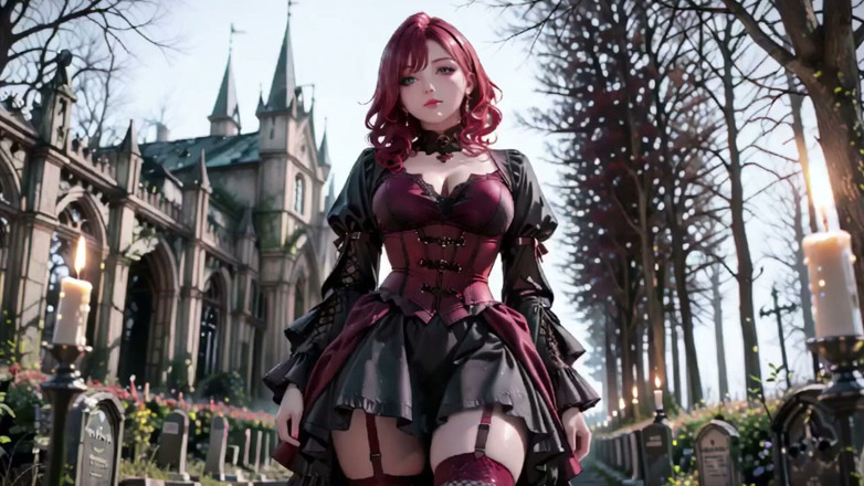 Seraphina Vale: Redhead Gothic Muse: Encounter in the Dark Cemetery.