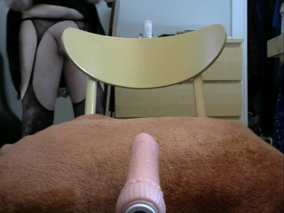 Bach2business1969: Self pegging P spot orgasm hunt in fishnets and black...