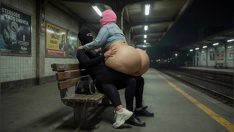 Animate golden: Gemaskerde vreemdeling grijpt dikke bbw-kont op leeg treinstation