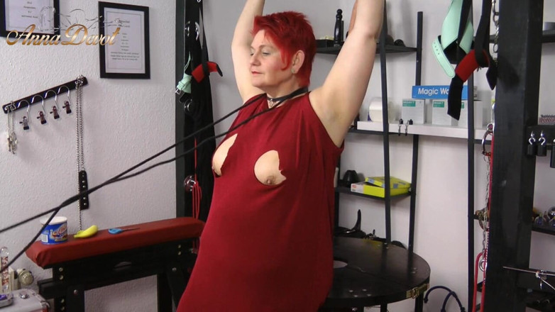 Anna Devot: Dress cut open - tied tits