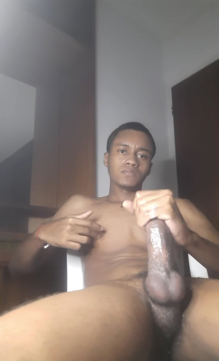 Black-2001: Webcam Stream BBC Sitting and Stroking Thick Black Cock with...