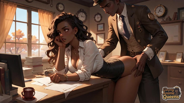 Ebony Anime Queens: Ateşli zenci bir adam üniversiteli bir kıza vuruyor, gravy'yi yüzüne sıçratıyor....