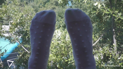 Mistress Legs: Enticing Mistress Legs in white socks greets the morning