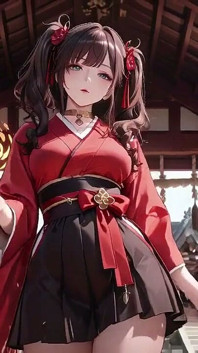 Taboo First Encounter at the Shrine, Kneeling in the Corridor While Stroking Her Hair