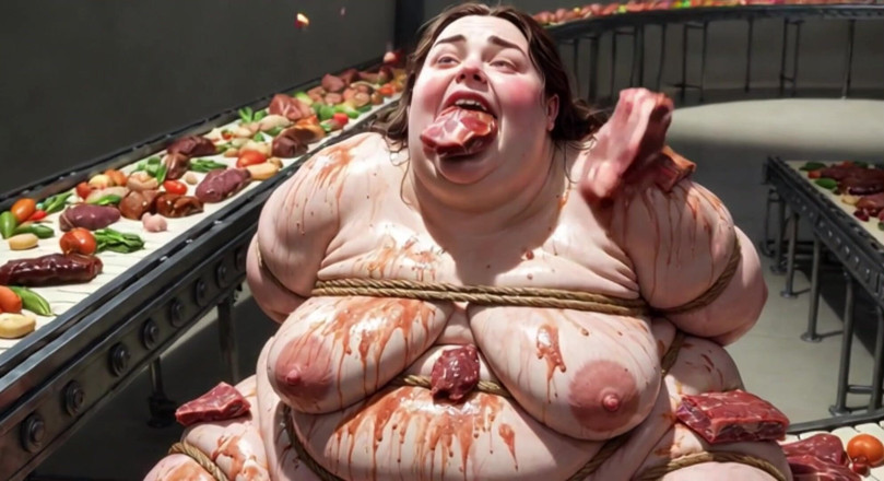 YOUR BEST FANTASY: Humiliated BBW Slave Tied and Stuffing Her Belly Deep