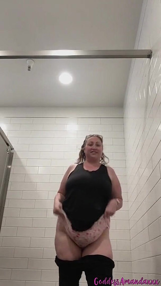 Thumbnail of Curvy MILF in Public Toilets Horny in Cotton Panties