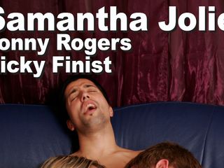 Picticon BiSexual: Samantha Jolie和Ricky Finist和 Tonny Rogers吮吸肛交双性恋颜射