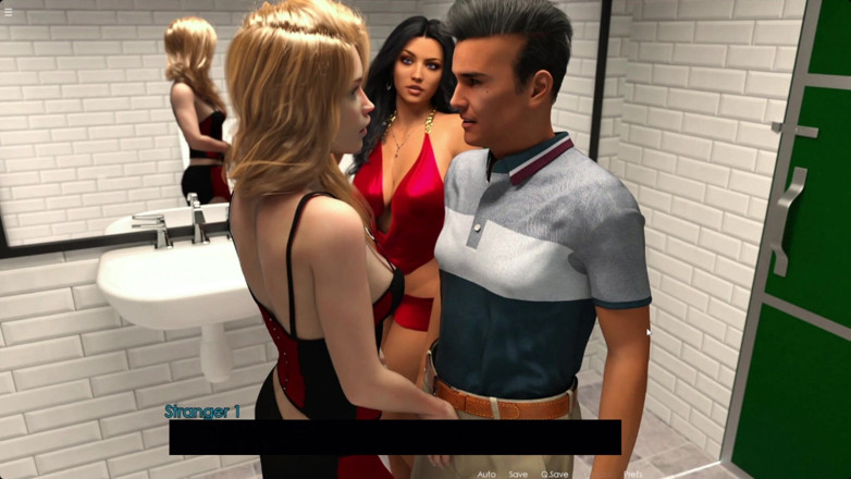 Future Money Man: Two Horny Lesbian Girls Threesome with Guy in Public Toilet