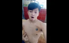 Asia Teen Guy Big Cum on the Cemetery