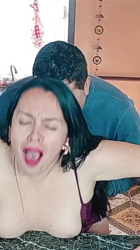 Hot Stepmom My Stepson, Aroused, Can't Hold Back Anymore and Fucks Me Hard in the Kitchen