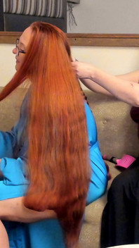 Short Hair Servant Anne Brushing and Braiding My Long Thigh Length Red Hair - Hair Fetish Sfw