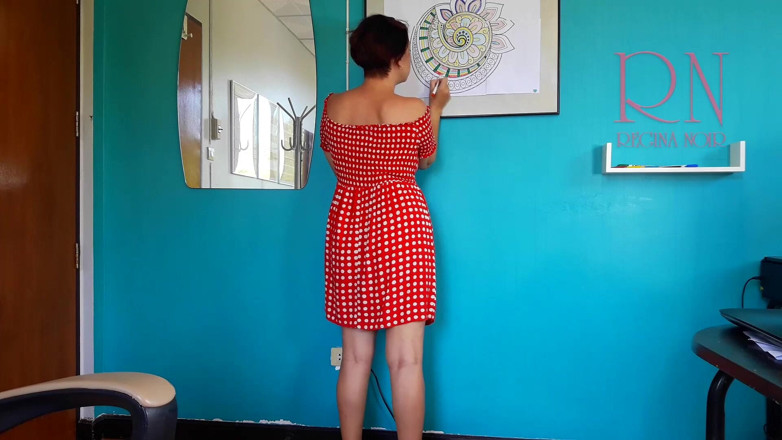 Regina Noir: Indian nudist sketching Indian pattern. Mandala. Relax music. Naked art...