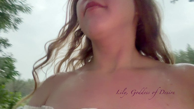 Lily, Goddess of Desire: Teen Shows Tits and Asshole During a Storm in the...