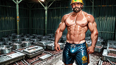 Erotic Man: 肌肉发达的Ai角色不穿衬衫