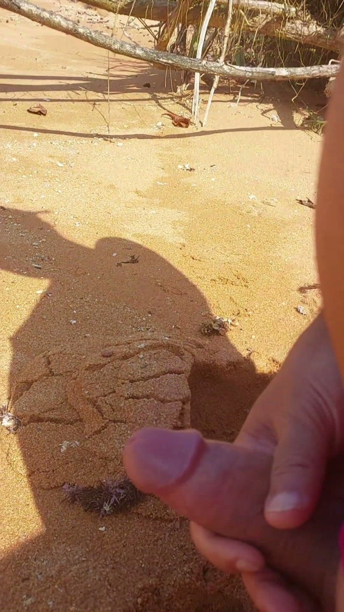 Ladysilvas: Ladysilva Masturbating His Cock on a Deserted Beach Until He...
