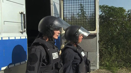 Carmen Rivera Entertainment: Two mistresses in police uniform love fisting guy's gaping asshole