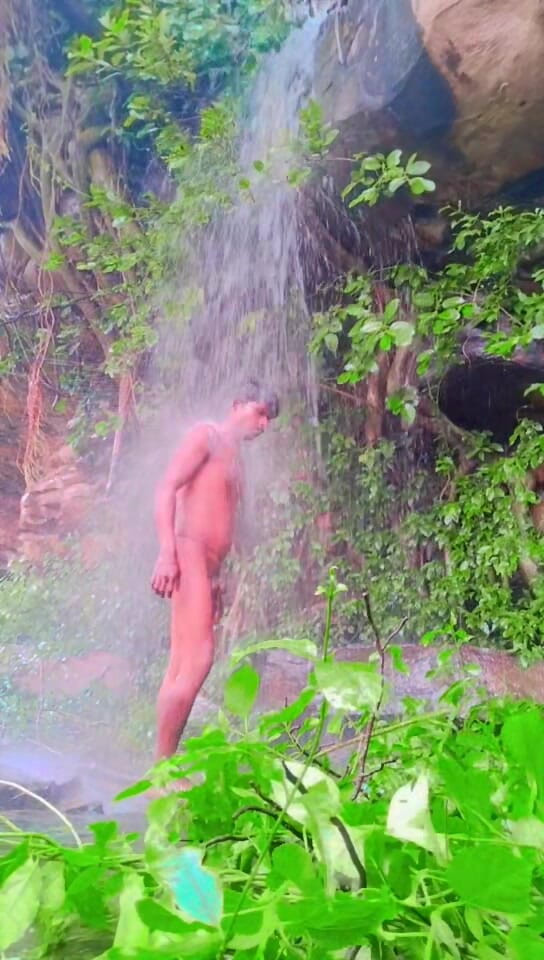 Bathing in Waterfall (Babu sisodiya)