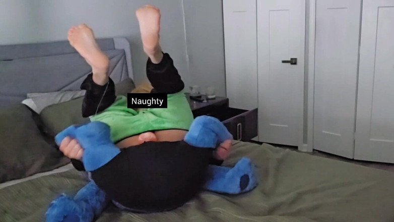 Kinkytwinkpamps: Twink Rides Plushie with Strap on Dildo