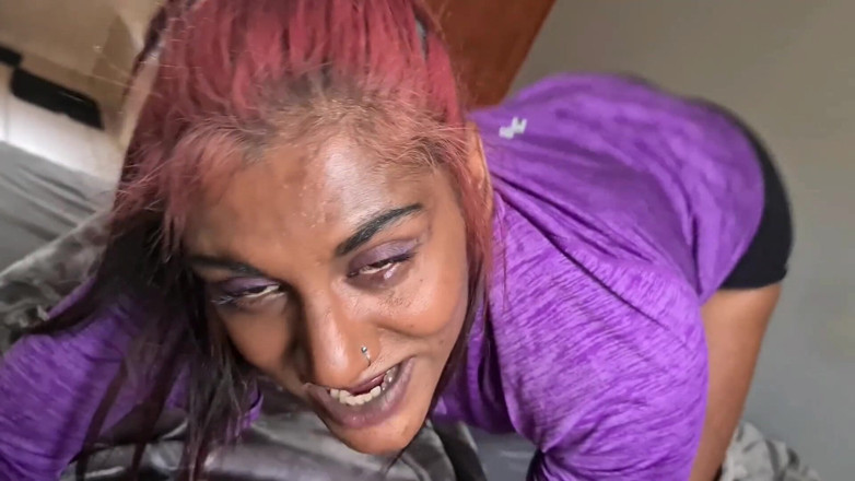 domslutfucker: POV Dirty Talking Desi Slut Bedroom Dildo Sucking and Fucking