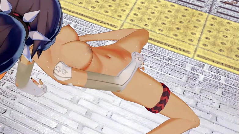 Hentai Smash: Xinyan трет и трахает пальцами ее киску, пока у нее не будет сквиртующий оргазм - удар Genshin, хентай