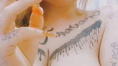 Estrella Steam: Smoking while I play with my tits