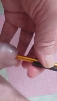 Daddy Stands on the Toilet and Plays with His Penis but a Pen