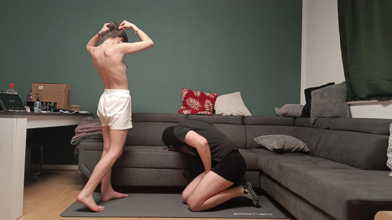 GermanBallsBusted: Girl Ignores Me and Ballbust Me with Bare Feet