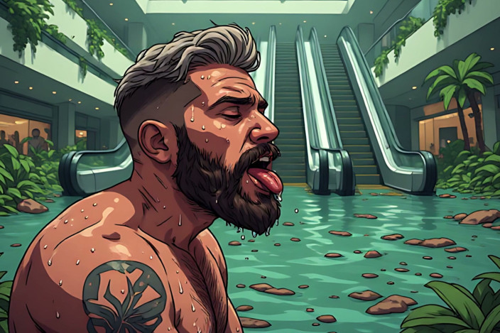 Erotic Man: Abandoned Mall Blowjob Fantasy Art
