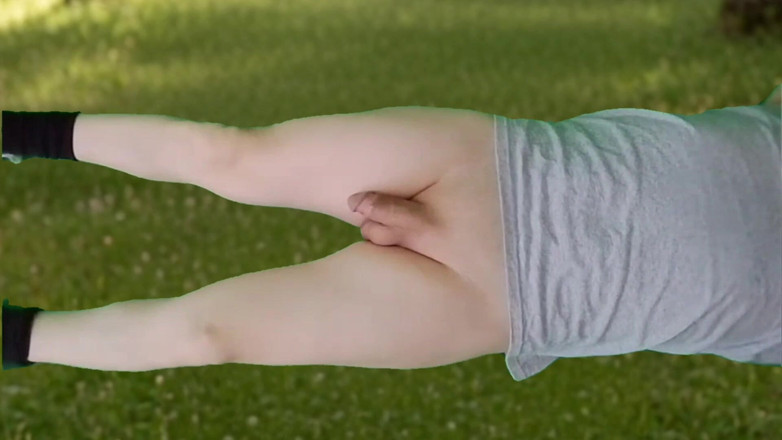 Kitty_Cross: 888 White Pretty Femboy on Green Grass Booty Soft Body...