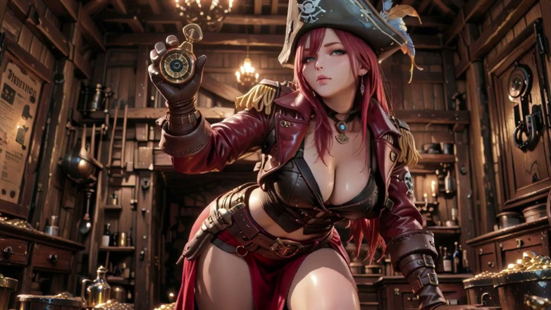Seraphina Vale: Redhead Pirate Queen! Lazy Goddess in the Gold Hold. Kneeling...