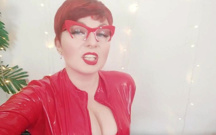 Arya Grander: Röd pvc catsuit vinyl fetisch - femdom pOV smutsig prata förnedring
