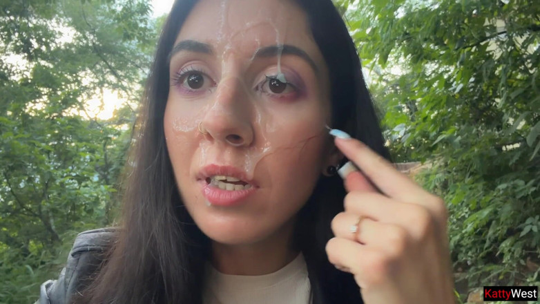 Katty West: Crazy Cumwalk in Public Park Full of People - Public Blowjob...