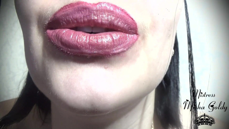 Goddess Misha Goldy: Pink-goldene lippen, glossen-fetisch &amp; anbetung
