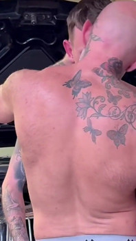 Garage Fuck Muscular Kurt Pounds Zach Elliott Over a Car in Hardcore Workshop Scene