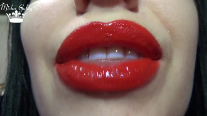 Goddess Misha Goldy: Red lips & lipgloss JOI