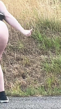 Outdoor Female Exhibitionist: Hitchhiking Flash