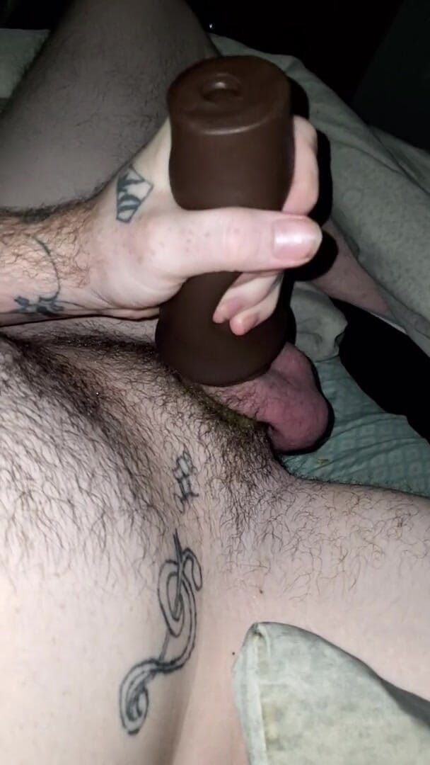 White Boy Uses Ebony Pocket Pussy to Get off (Diamond888)