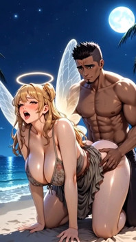 Hentai grandota Hada se folla duro en la playa con luz lunar - ¡locura con preñada!