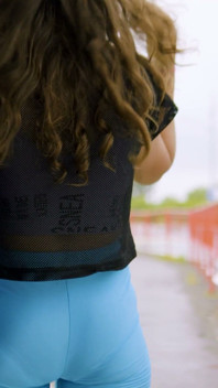 156 Goddess Anya’s Tight Blue Leggings: Provocative Yoga Pants Ass Show