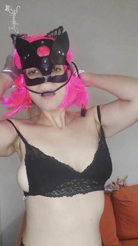 Discover My Desire with My Kitty Mask and Natural Tits