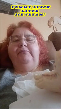 Nurse Vicki Eats Here Lunch and Then Enjoys Some Yummy Ice Cream