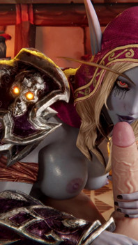 3D Wow Sylvanas Windrunner Blowjob and Anal Beads Cumshot