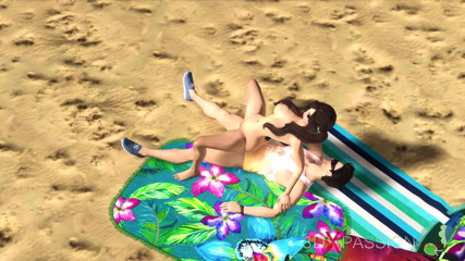 3dxpassion: Hot horny brunette has passionate sex on the beach