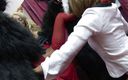 Porncentro: Элегантная шлюшка в сексуальном красном платье наклоняется, чтобы принять жесткий член со спины