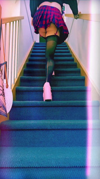Dirty Crossdresser Teasing You on the Stairs, Down on All Fours Face Down Ass up, Walking in Her Slutty Pink Heels up and Down!