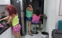 Palmas records girls: Azgın samara mutfakta küçük kemikli kızı baştan çıkarıyor